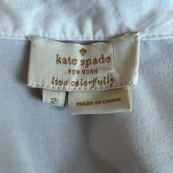 KATE SPADE NEW YORK WHITE SHORT SLEEVE BUTTON DOWN SIZE 2 - Picture 6 of 8